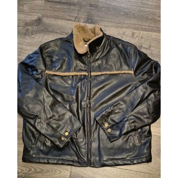 Columbia Men’s Leather Jacket Fur Lining Brown Bomber Sportswear Coat Size XL - Picture 1 of 7